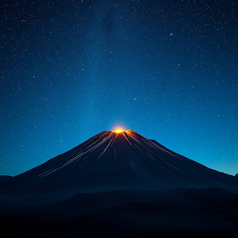 Foto del Teide con cielo estrellado, Tenerife